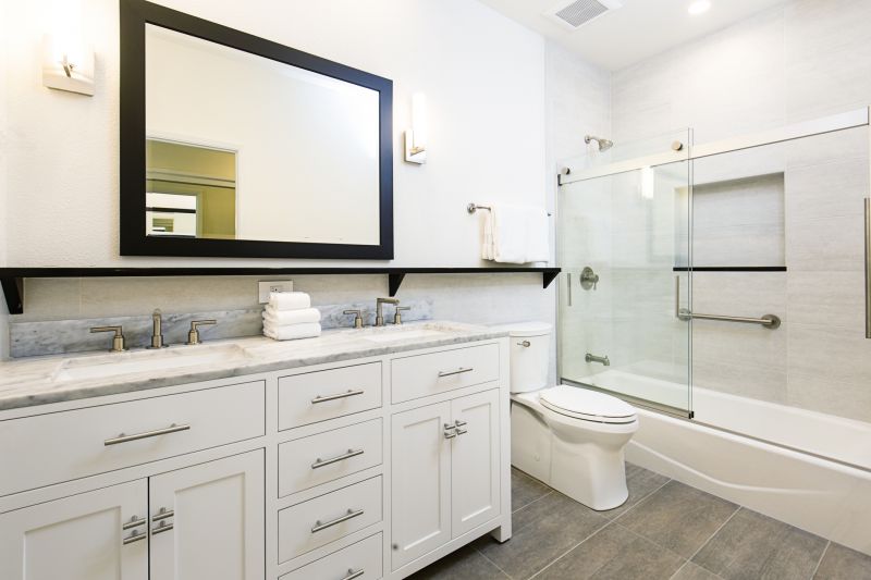 Floating vanity and contemporary fixtures